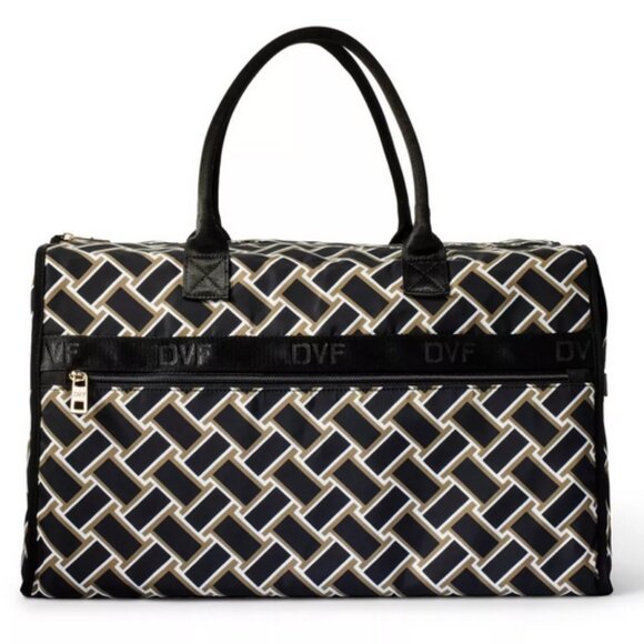 Diane von Furstenberg Vintage Weave Neutral Weekender Extra Large Dullfe Bag NWT - Picture 2 of 11